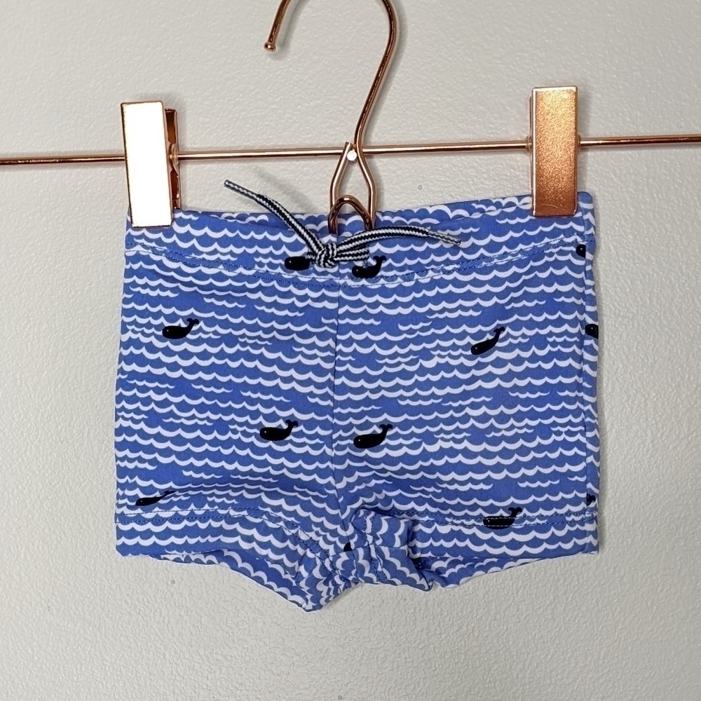 Janie and Jack blue white whale swim bottoms 0-3mo